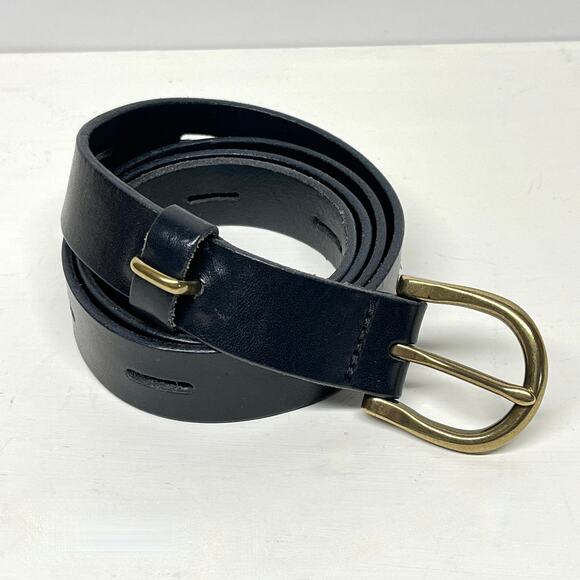 Madewell Classic Black Leather Belt Brass Buckle Size Large main image 4